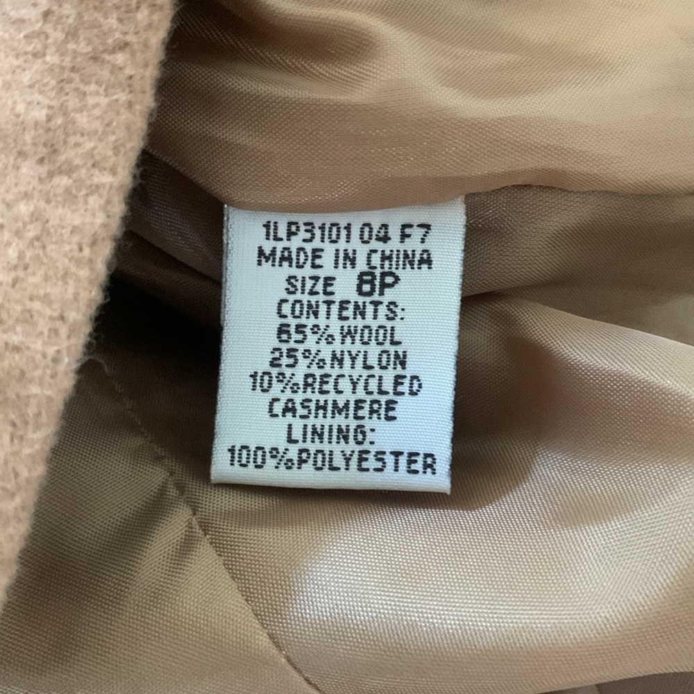 Harvé Bernard Brown Cream Petite‎ Wool cashmere Jacket size 8P - Picture 7 of 9